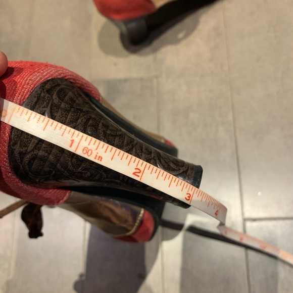 Steampunk Victorian Red & Gold Mary Jane Heels Sz 37 - Picture 13 of 14